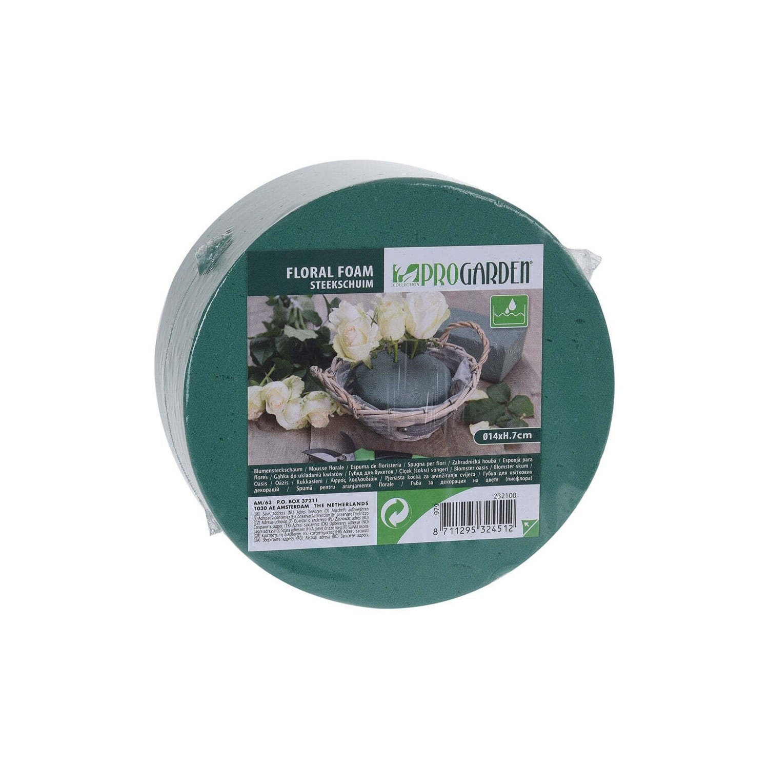 Mousse florale verte Cylindre de base diamètre 20*7 centimètres