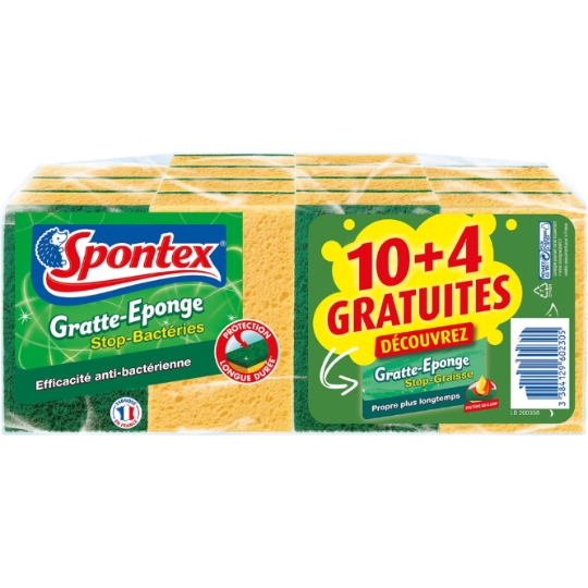 Lot De 12 Packs De 2 Gratte-eponge Stop-graisse - 24 Éponges Spontex à Prix  Carrefour