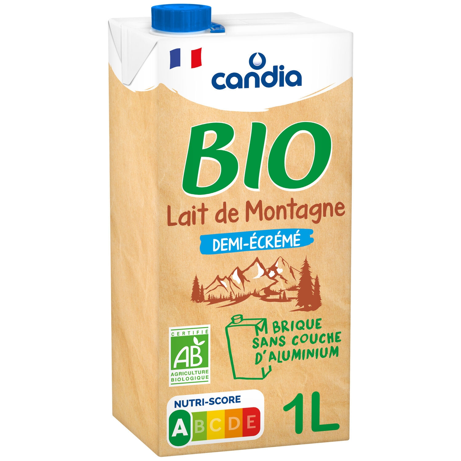 Candia lait entier Brique 1L   - Shopping et Courses en ligne,  livrés à domicile ou au bureau, 7j/7 à la Réunion