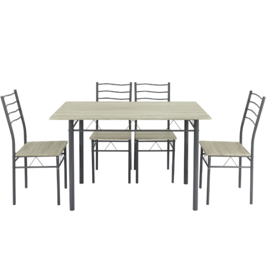 Ensemble de Table et 4 chaises pour salle à manger noir/gris LIMA