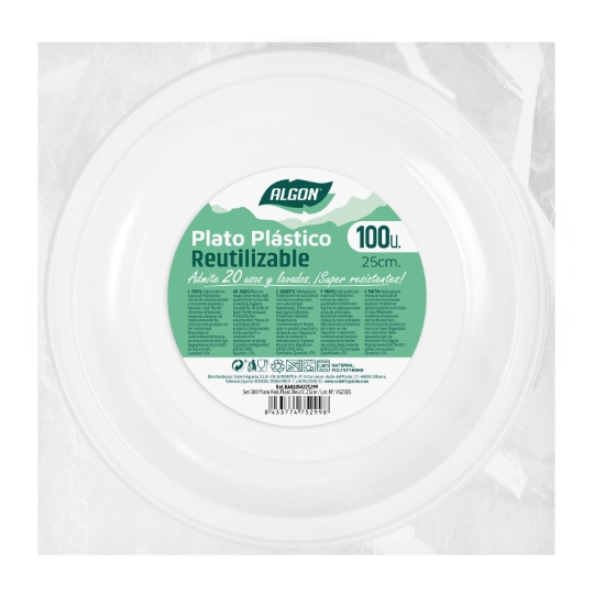 Set D'assiettes Réutilisables Algon Rond Blanc Plastique 25 Cm 5 Unités à  Prix Carrefour