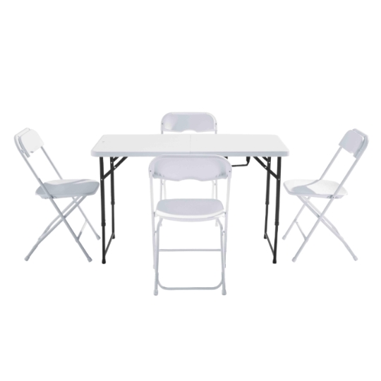 Ensemble D'extérieur,table Pliante 120cm Et 4 Chaises Pliantes,blanc  Assises à Prix Carrefour
