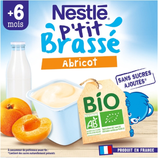 Nestlé Bébé P'tit Brassé BIO Nature San sucres ajoutés - Laitage